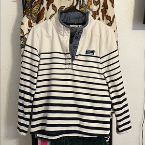L.L. Bean White and Navy Striped Pullover